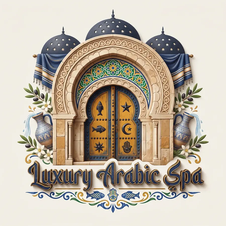 Luxury Arabic Spa emblem: an Arabian arched doorway
